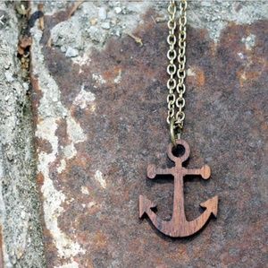 Woodkeeps Recycled Wood Anchor on Sterling Chain